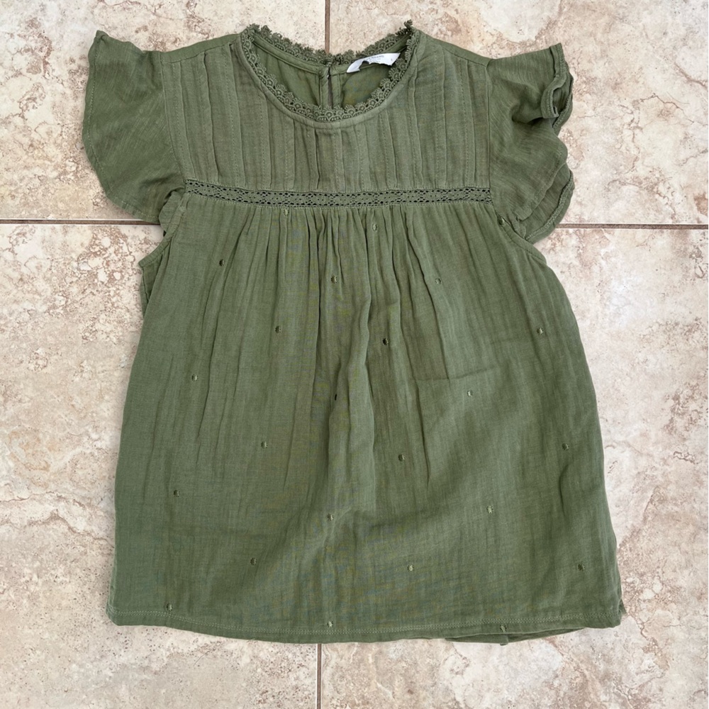 Olive Green Flutter Sleeve Lucky Brand